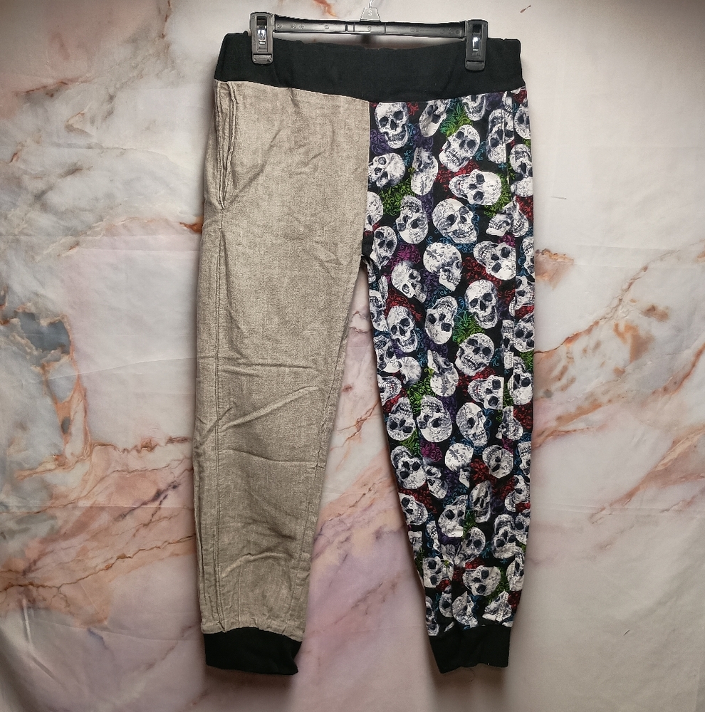 Two-toned‎ Graphic Skull Patchwork Trousers